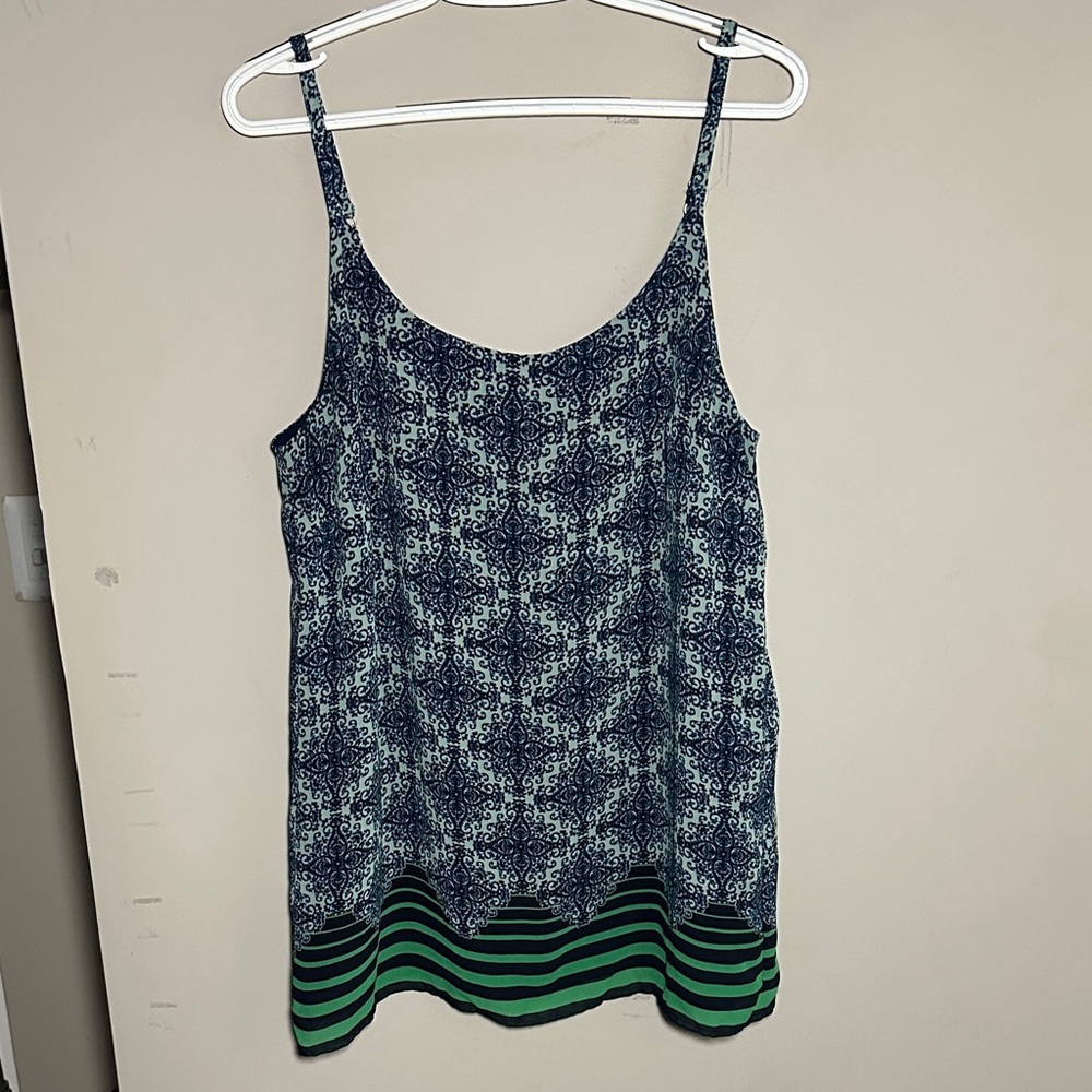 Cabi Blue and Green Patterned Cami
